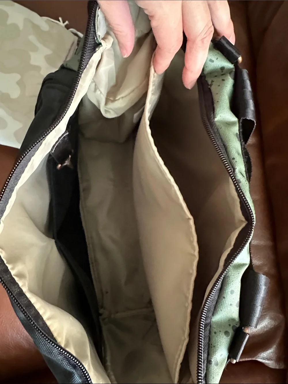 Petunia Pickle Bottom Pivot Olive Green and Black Splatter Backpack